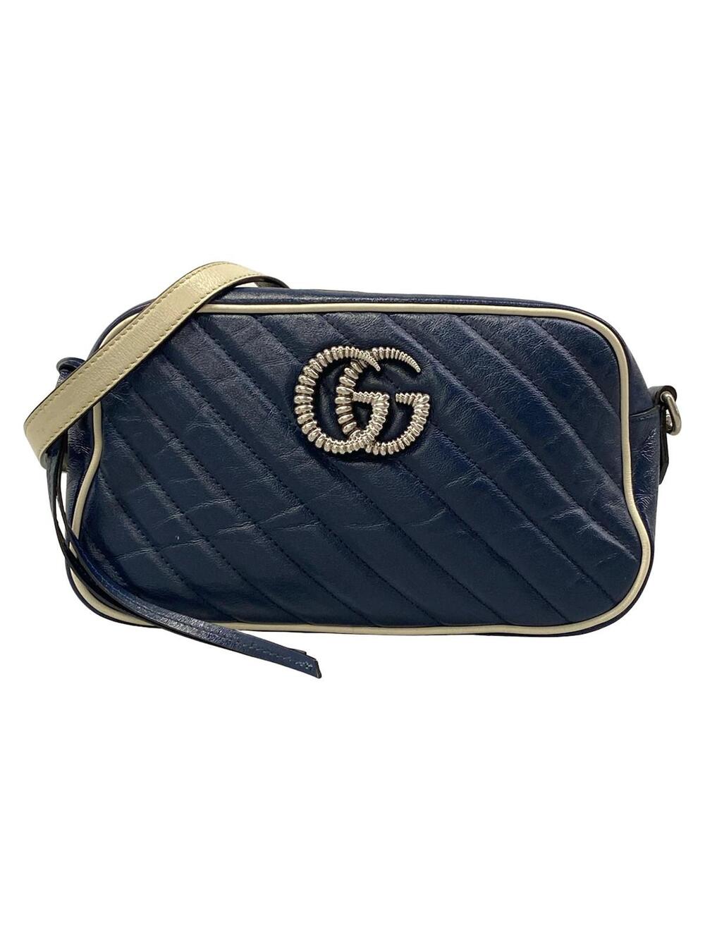 Gucci Gg Marmont Navy Leather Shoulder #363456G10B